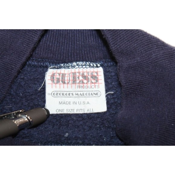 VTG GUESS JEANS USA Georges Marciano Blue Sweatshirt Spellout Dated 1989 OS - Picture 4 of 6